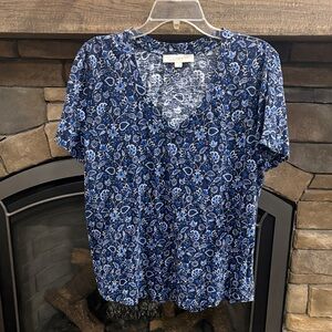 Loft blue paisley v-neck top